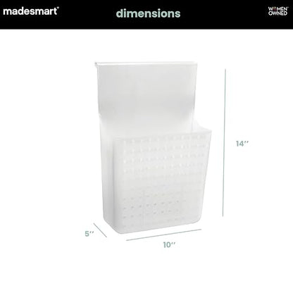 madesmart Over-Door Organizer, Storage for Aluminum Foil, Parchment Paper & Kitchen Wraps, Dual Divided Bins with Soft-Grip Over-Door Hook, White