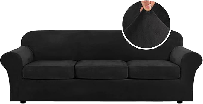 H.VERSAILTEX Velvet 4 Piece High Stretch Sofa Slipcover Cover Furniture