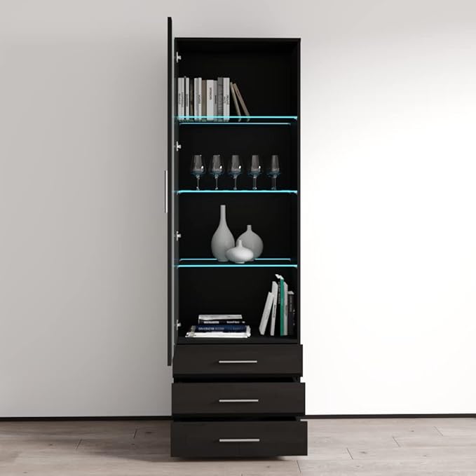 Meble Furniture Soho S1 1D3S Modern Freestanding Bookcase — 16-Color