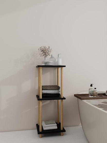 Haeterna 3-Tier Black Bookshelf, Wooden Bookcase with Open Shelves, for Small Spaces,Living Room Bedroom Office,No-Tool Assembly,11.8" D x 14.1" W x 31.5" H inches.