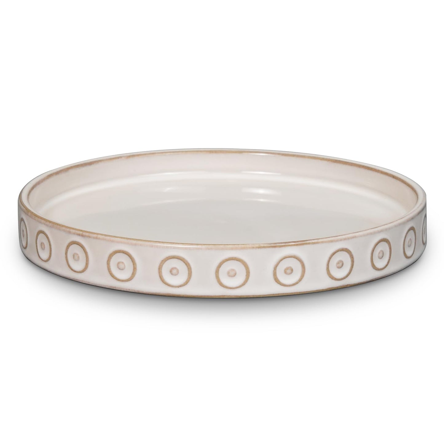 Eightpot Plant Drip Tray - Ceramic Plant Saucer for Outdoors 9.3 Inch Plant Tray for Indoors No Holes Plant Pot Saucer Plant Dishes to Catch Water Round Plant Drainage Trays, Cream White