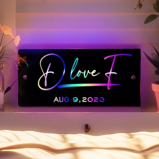 VEELU Personalized Name Mirror Light Up LED Wall Decoration
