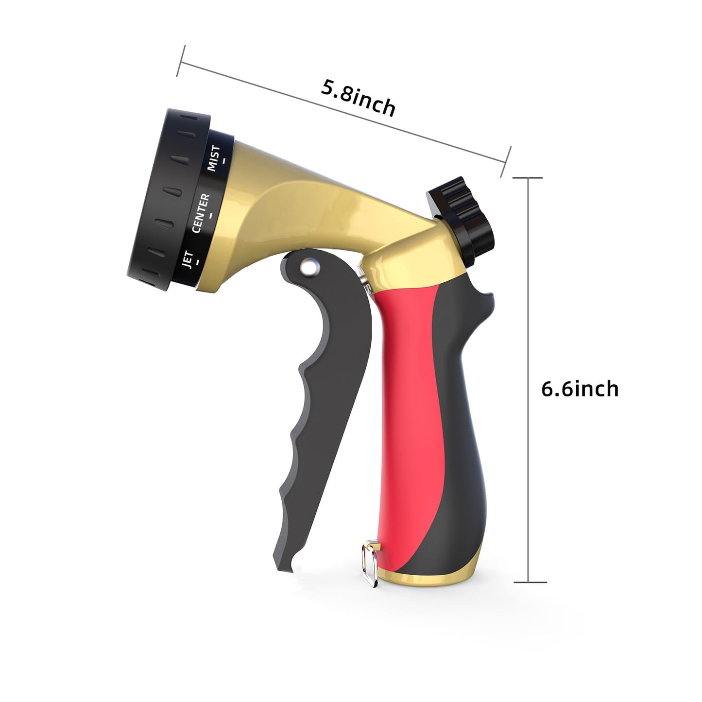 Metal Garden Hose Nozzle with 8 Spray Patterns, Full Shower Sprayer Nozzle with Thumb Control for Outdoor Lawn & Plant Watering, Car & Pet Washing, Red