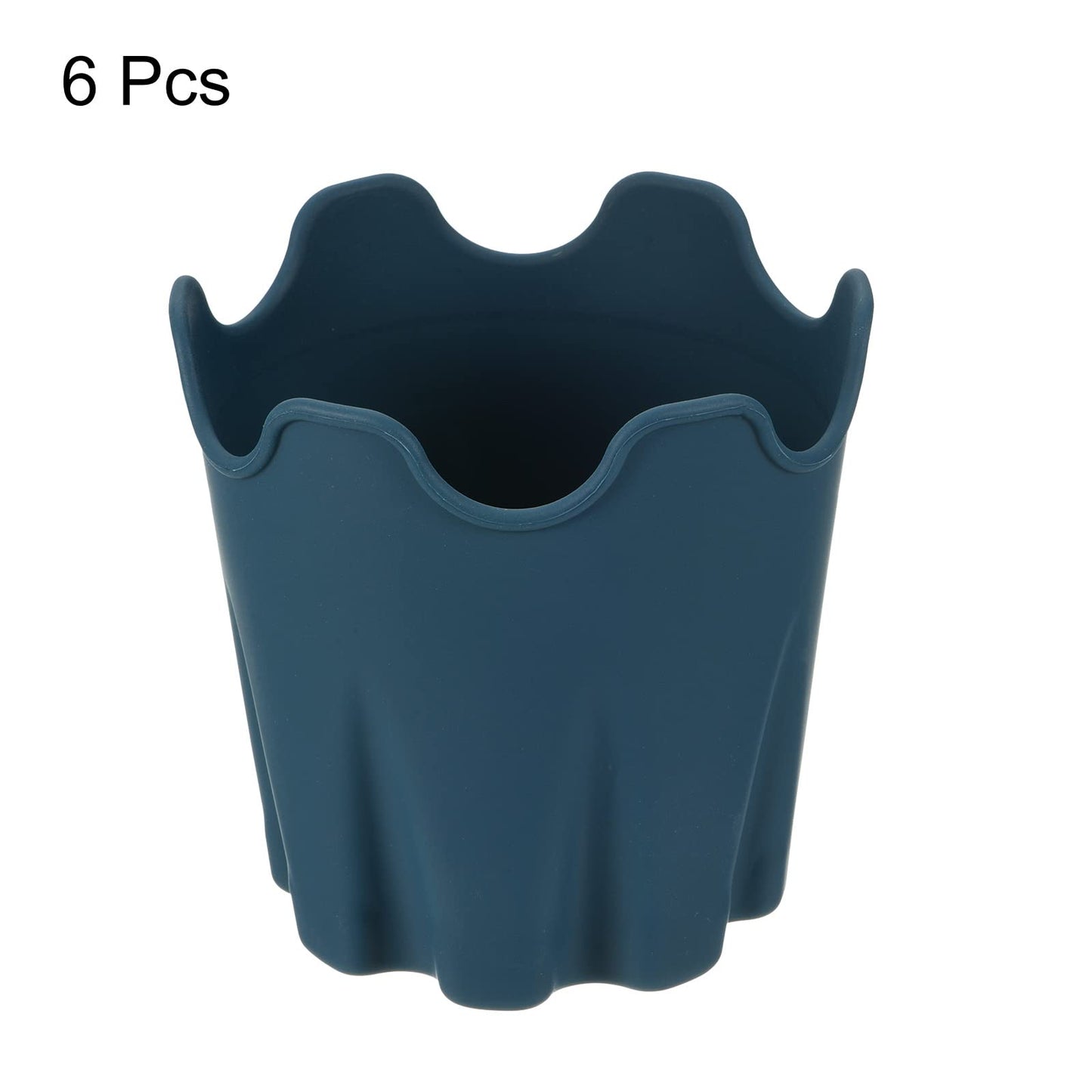 PATIKIL Silicone Plant Pot 4", 6 Pack Round Flower Planter Decorative Container for Indoor Outdoor Gardening, Green