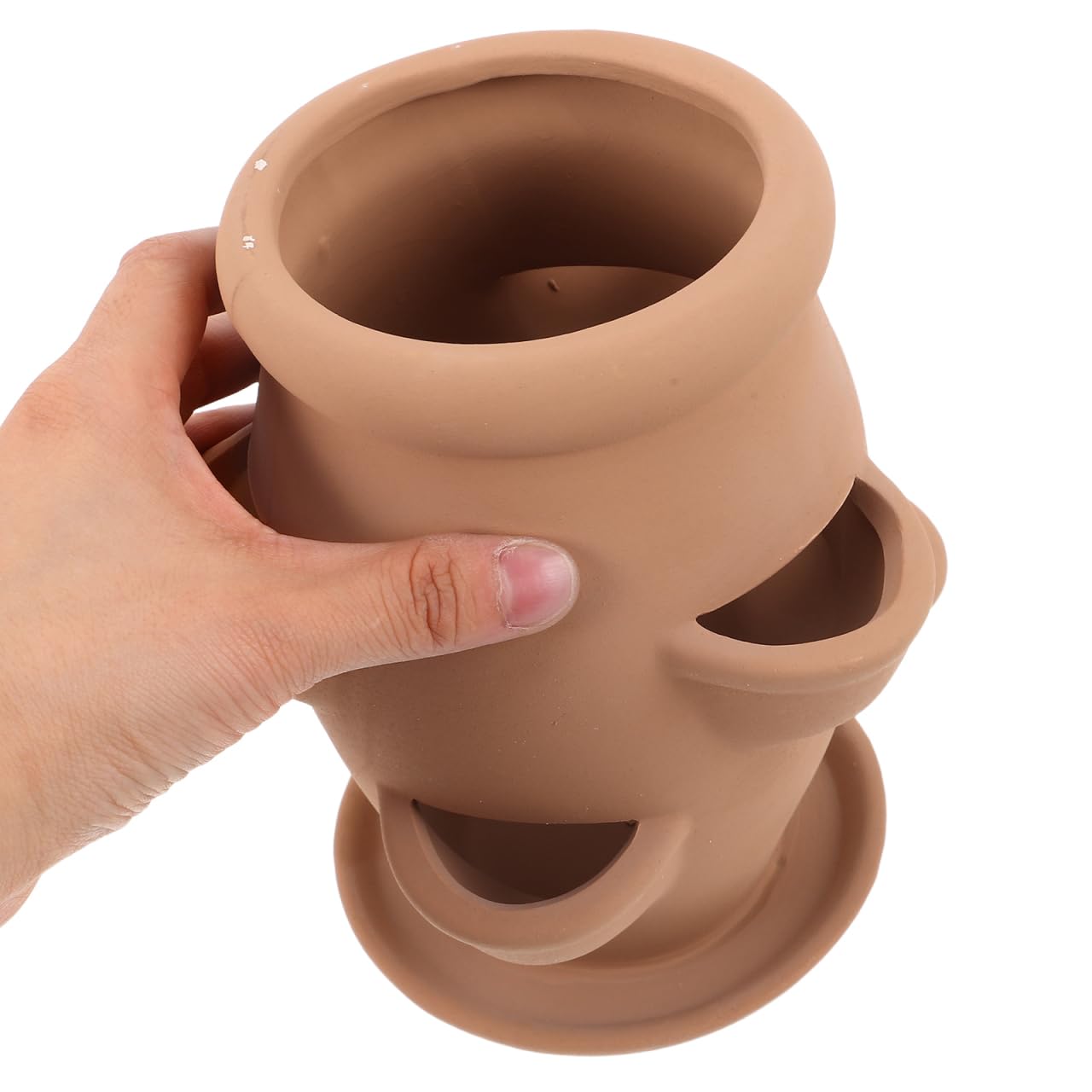 POPETPOP Strawberry Tower Planter : Multi Pocket Strawberry Terracotta Planter Pot Smart Plant Pot for Succulents Flowers, 7.47X5.89X5.89in