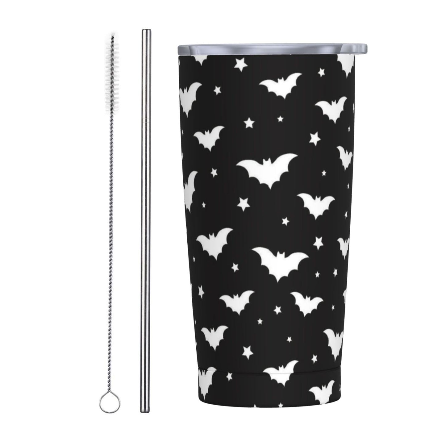 TOUNHEYA Halloween Bats Tumbler with Lid and Straw Gothic 20oz Insulated Stainless Steel Cup Spooky Travel Coffee Mug Water Bottle for Women Gift for Birthday Christmas