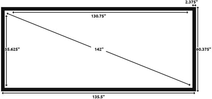 Silver Ticket Products STR Series 6 Piece Home Theater Fixed Frame 4K / 8K Ultra HD, HDTV, HDR & Active 3D Movie Projection Screen, 2.35:1 Format, 138" Diagonal, White Material STR-235138