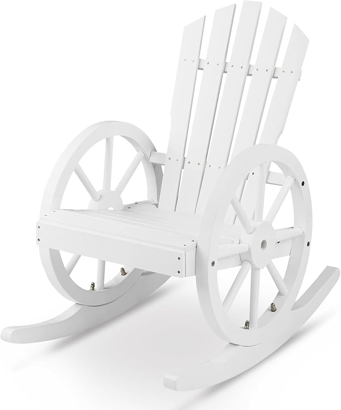 Outvita Adirondack Rocking Chair, Wood Wagon Rocker, Outdoor Wooden Carbonized