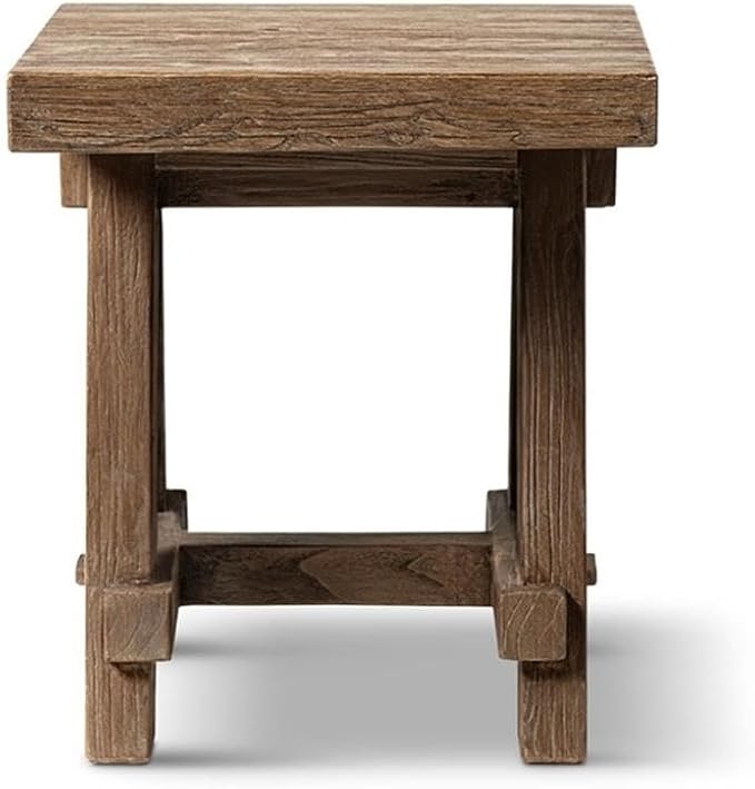 Pemberly Row 18 in Square Reclaimed Elm Side Table, Medium-Dark Brown Finish