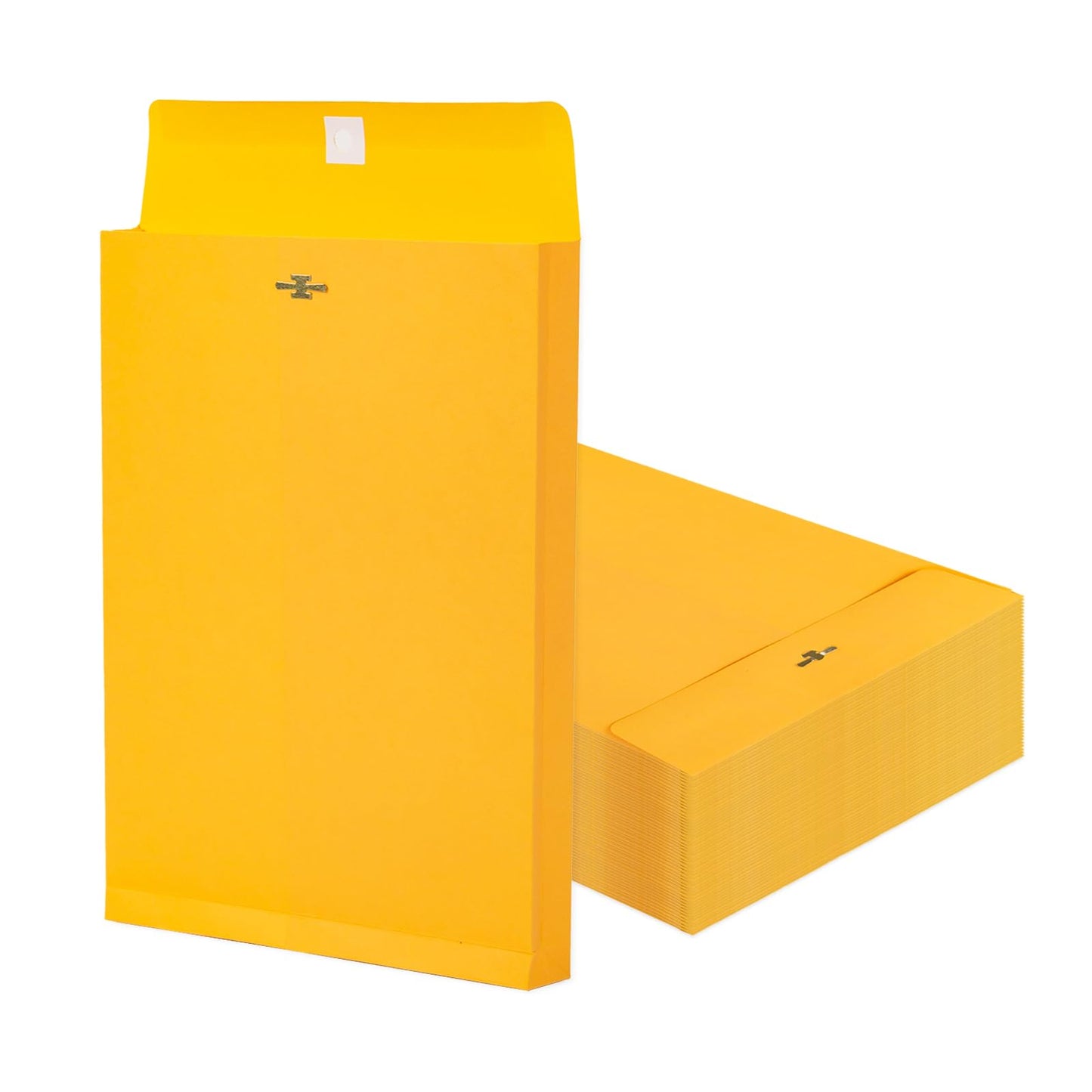 50 Pack Expandable 9x12 Manilla Envelopes with Clasp and Gummed Seal, Goefun 180 GSM Heavyweight Large Yellow Manilla Envelopes 8.5 x 11 for Documents, for Home, Business, School Use