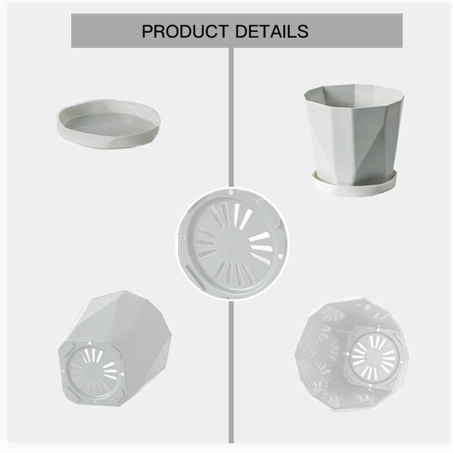 BovcTrraann 4-Pack Plant Pot, 5 Inch Plastic Flower Pots with Drainage Hole and Saucer, Plastic Planters for Indoor Outdoor Garden Plants, Flowers and Succulents (White)