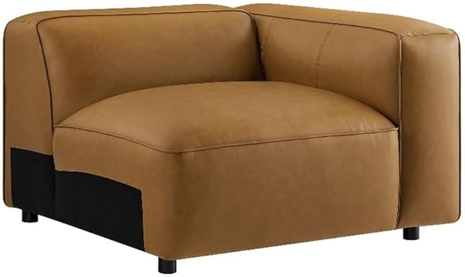 Modway Auren Vegan Leather Right Modular Armchair in Camel