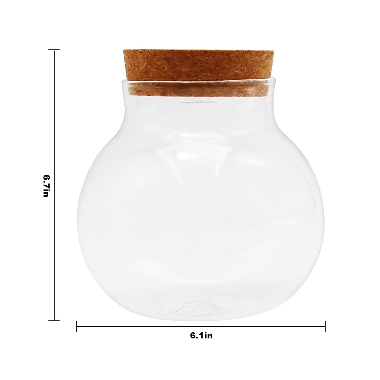 Round Glass with Remote Control LED Lights - for Terrariums, Moss Ball Vases & Home Decor, for DIY Party Mason Jars Crafts Christmas Decoration (S)