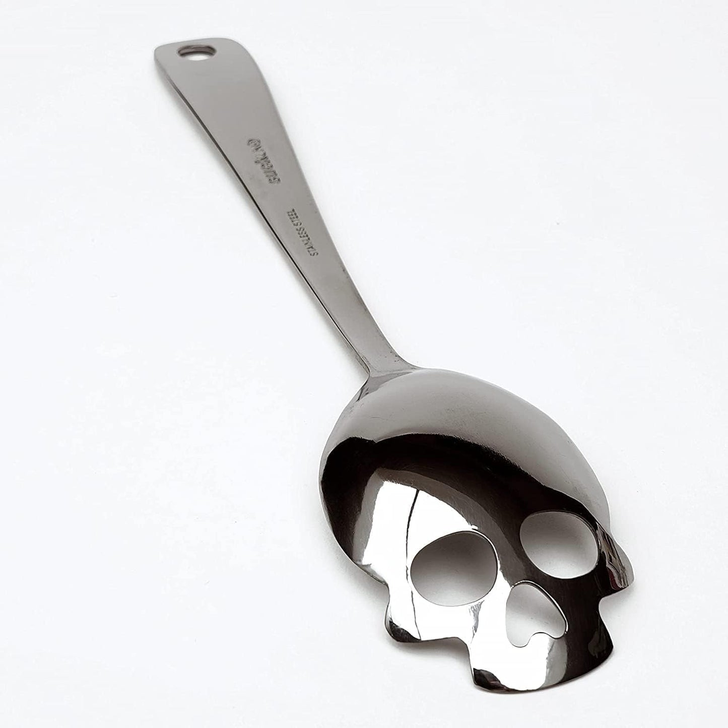 Suck UK Skull Serving Spoon - Gothic Kitchenware - Horror Kitchen Accessories - Goth Halloween Home Decor - Pasta Serving Spoon - Slotted Spoon For Cooking & Straining - Salad Servers - Gothic Gifts