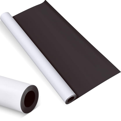 Amylove Blank White Surface Magnet Sheets 24 Inch x 25 Feet, 30 Mil Magnetic Roll Printable Flexible Vinyl Blank Magnetic Sign Sheet Safe for Vehicles DIY Craft Project