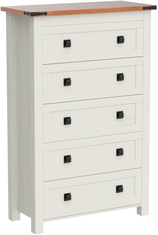 T4TREAM Farmhouse 5 Drawers Dresser Chests