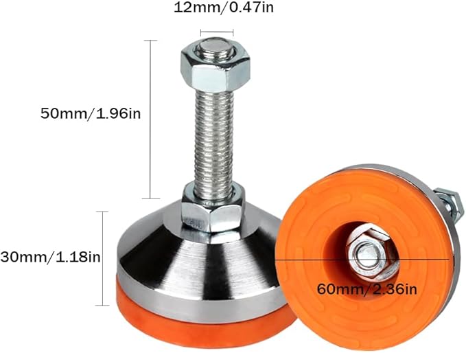 Heavy Duty Leveling feet, Leg Leveler 2.36" Dia Base, Adjustable Leveling feet