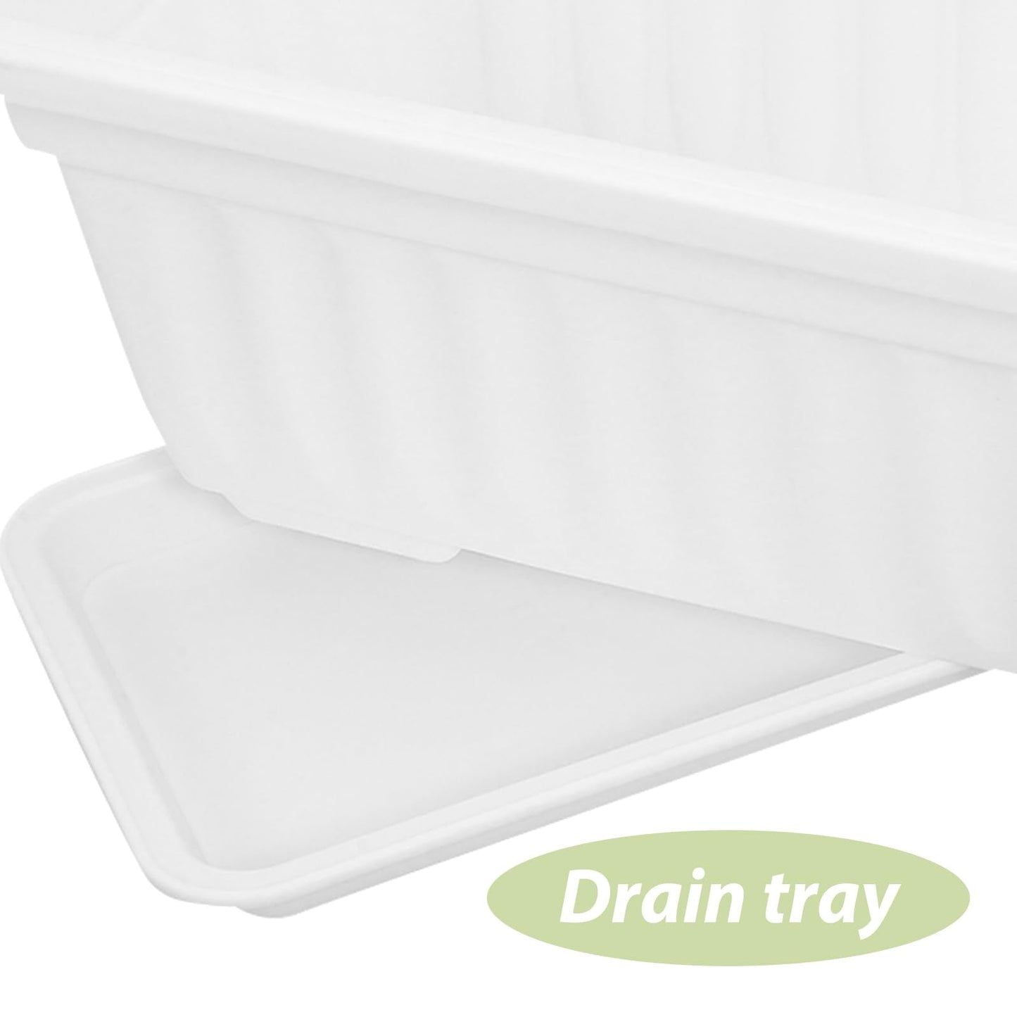 POPETPOP Window Box Planter: 2pcs Plastic Rectangular Planter Window Flower Pot Plant Pots Vegetable Planters Long Pots for Windowsill Patio Garden, 43x19cm, White