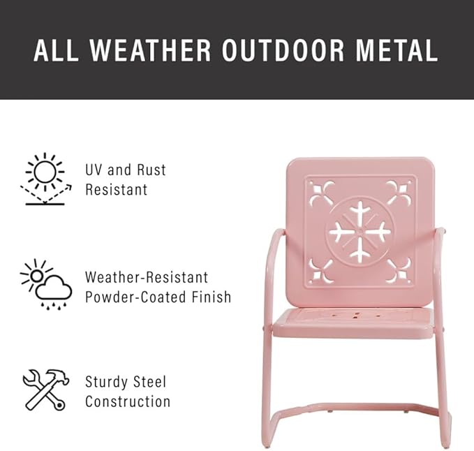 Crosley Furniture Azalea 2-Piece Outdoor Chair Set, Vintage Retro Metal Patio