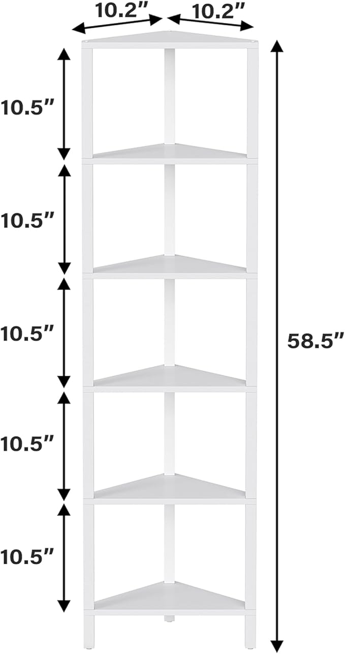 TUTOTAK 6-Tier Corner Bookshelf, Corner Shelf