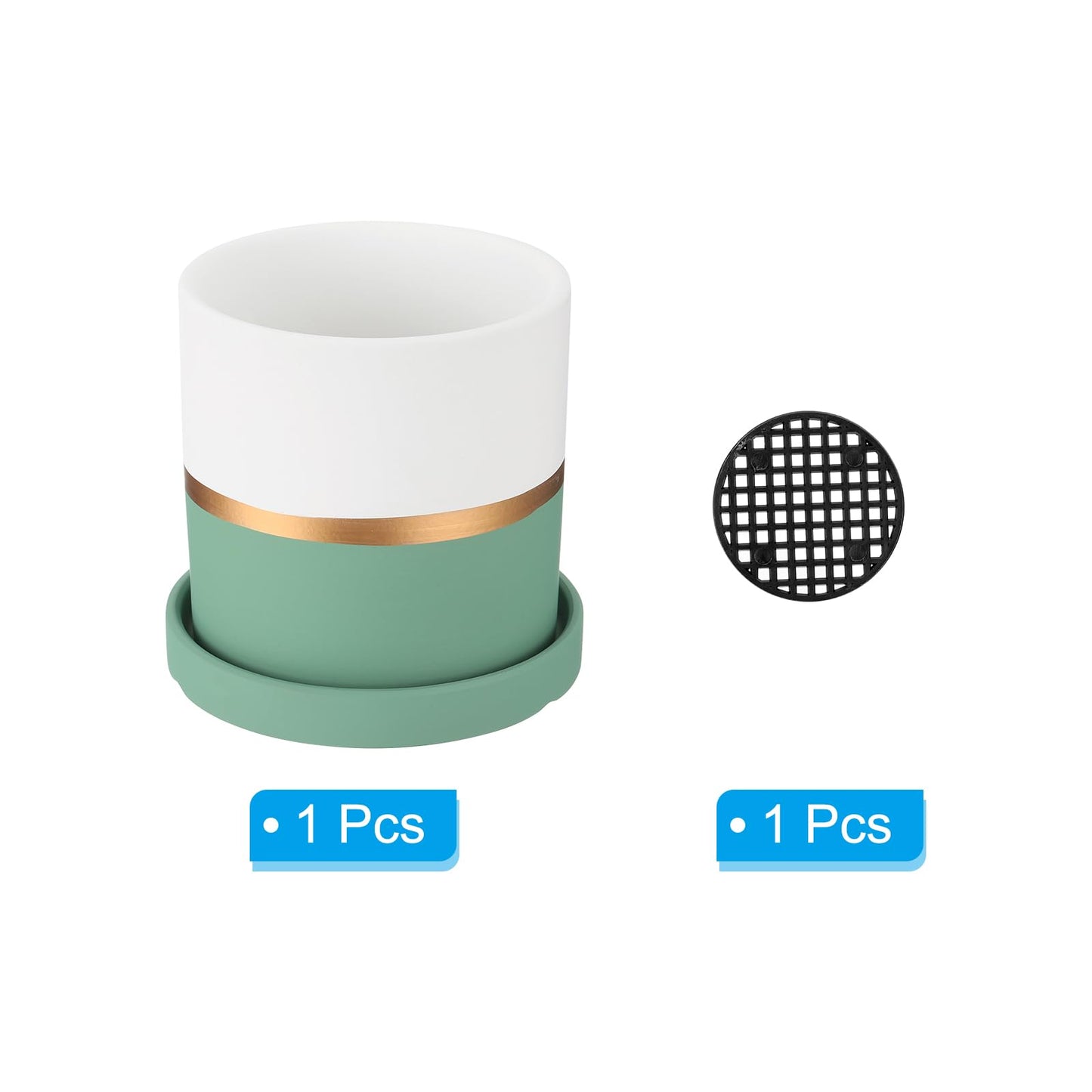 PATIKIL 4.3 Inch Ceramic Plant Pots, Modern Flower Planters with Drainage Holes for Decorate Home Indoor Plants Succulent Herb, Green