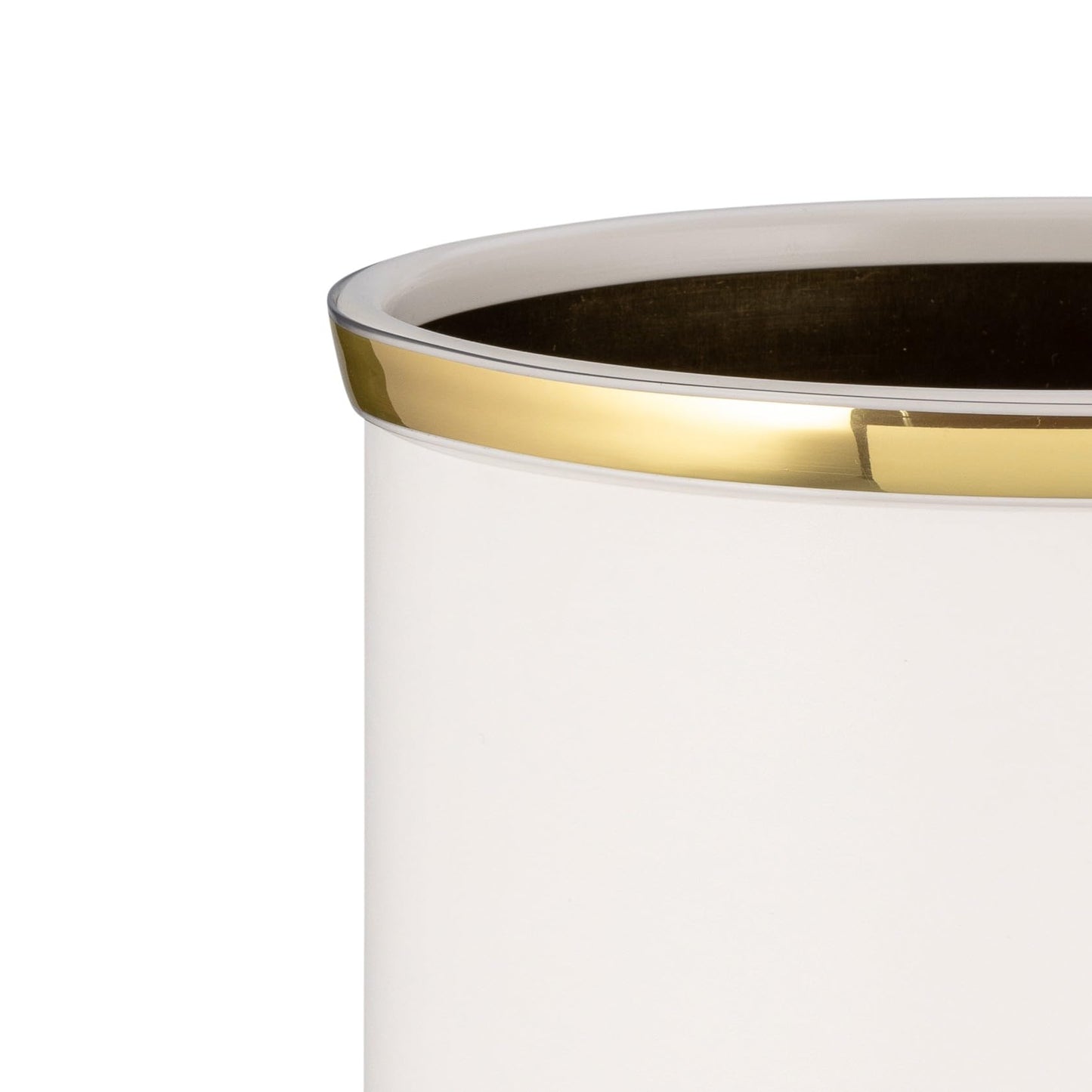 Kraftware 50274 Sophisticates W/Polished 14" Oval Waste Basket Wastebasket, White with Brass