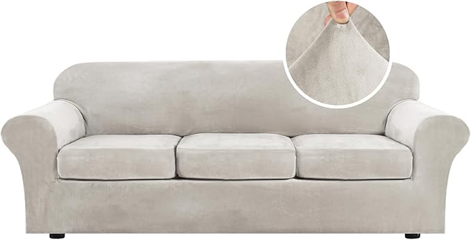 H.VERSAILTEX Velvet 4 Piece High Stretch Sofa Slipcover Cover Furniture