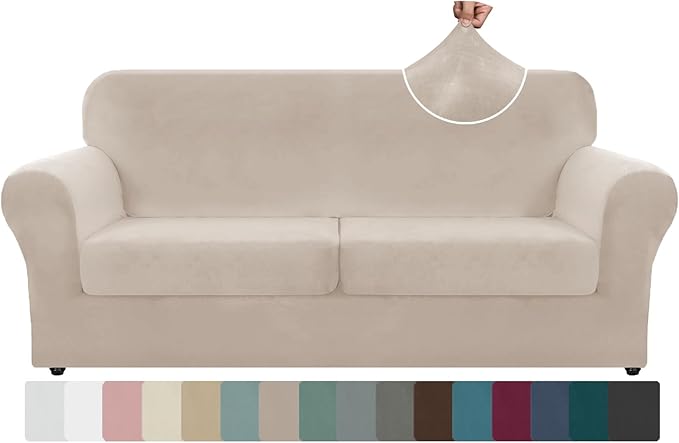 ZNSAYOTX Oversized Velvet 3 Piece Couch Cover