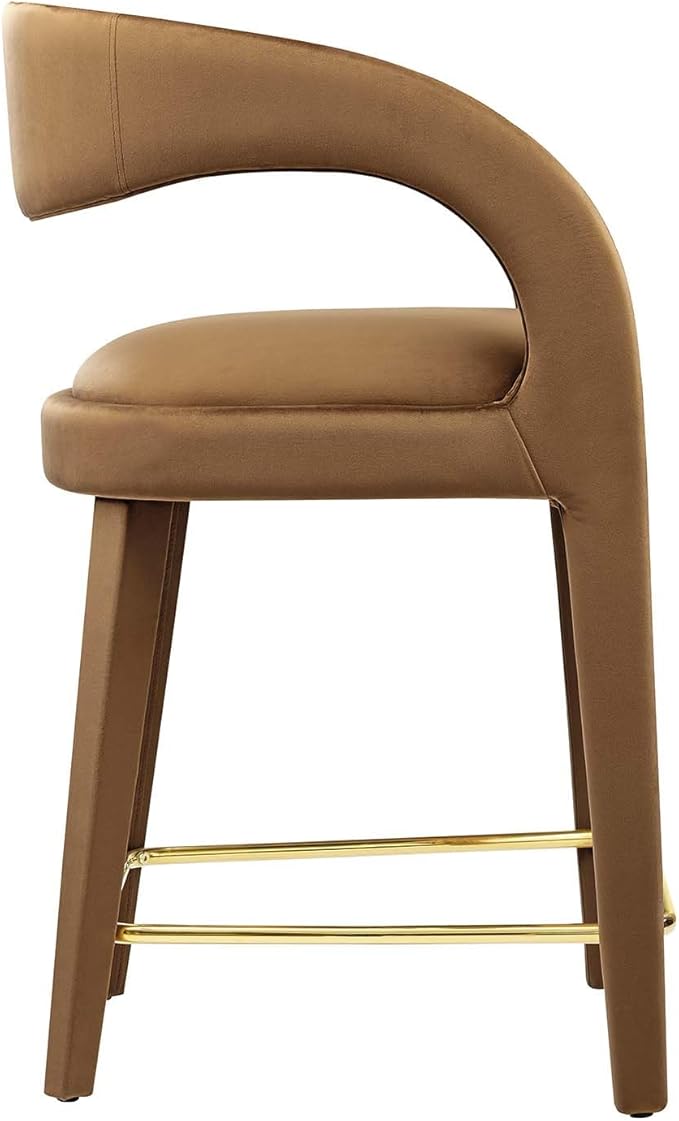 Modway EEI-6566-BRN-GLD Pinnacle Performance Velvet Counter Stool Set of Two