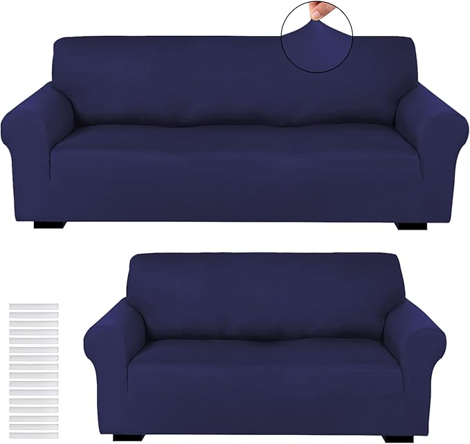 Peryiter 2 Pcs Sofa Covers Couch and Loveseat Covers Set Stretch Sofa Slipcover