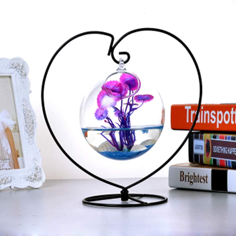 Archi Heart-Shaped Ornament Display Stand Iron Pothook Stand for Hanging Glass Terrarium (Heart-1)