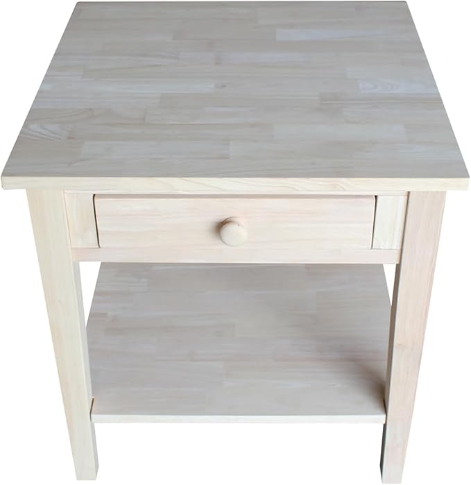 Solid Wood Spencer End Table, Unfinished