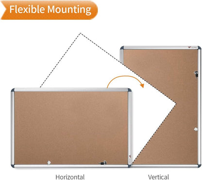 VIZ-PRO Tamperproof Lockable Cork Noticeboard Class 1 Aluminium Framed 48x36 Inches, Pack of 2