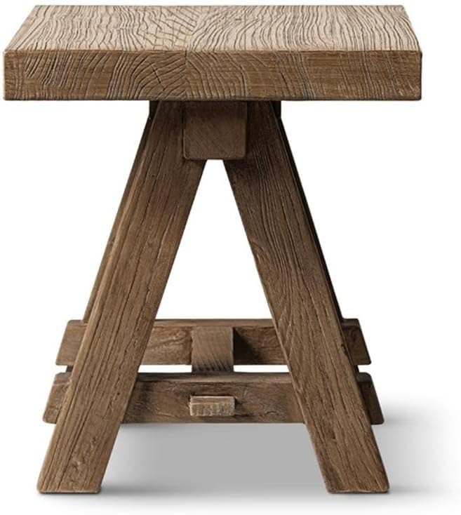 Pemberly Row 18 in Square Reclaimed Elm Side Table, Medium-Dark Brown Finish