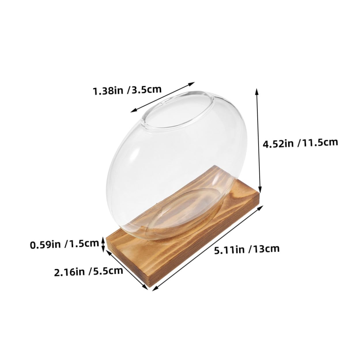 OUNONA 2pcs Hydroponic Propagation Glass Vessels with Wooden Base, Small Containers for Indoor Plants, Desk Terrarium Station for Home and Office Decor