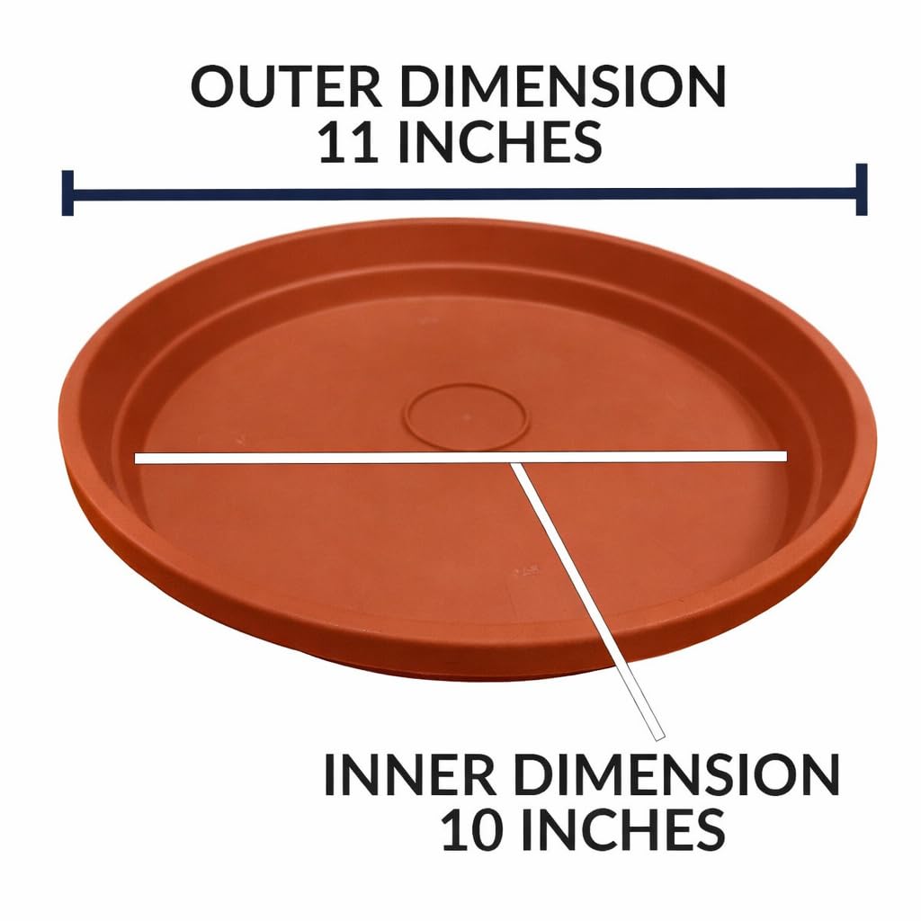 smart spring 10 Inch Plant Pot Tray USA Made – Durable Plastic Flower Pot Saucer – Plant Water Catcher for Indoor Outdoor Garden (6, Classic Terracotta)