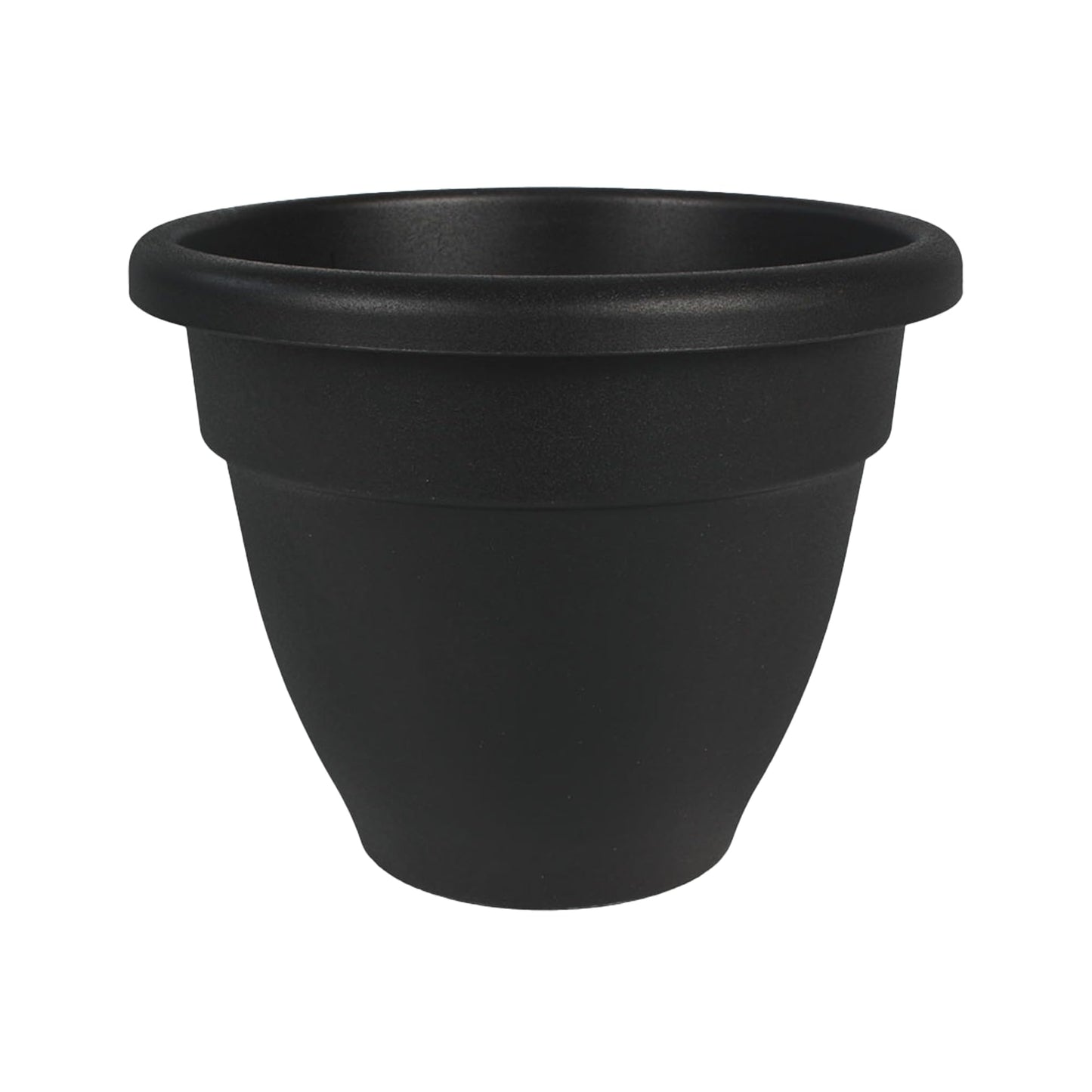 The HC Companies Caribbean Planter Pot - Outdoor & Indoor Plant Pot with Drainage Hole & Plug - Rolled Rim Plastic Pots for Plants & Flowers - Decorative Plant Pot (14" Black, Pack of 1)
