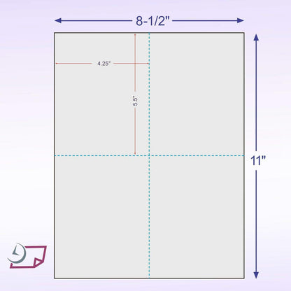 8-1/2" x 11" Laser/Inkjet Postcards 4 Per Page, (4-1/4" x 5-1/2" Each Card | Gray, 4000 Cards)