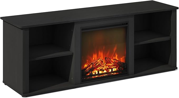 Furinno Jensen Fireplace TV Stand, NO Heat Decorative Electric Fireplace TV