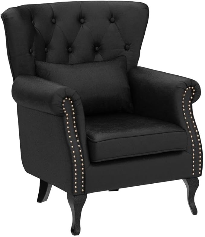 Mid Century Modern Accent Chair Upholstered Armchair Comfy Velvet Fabric Single