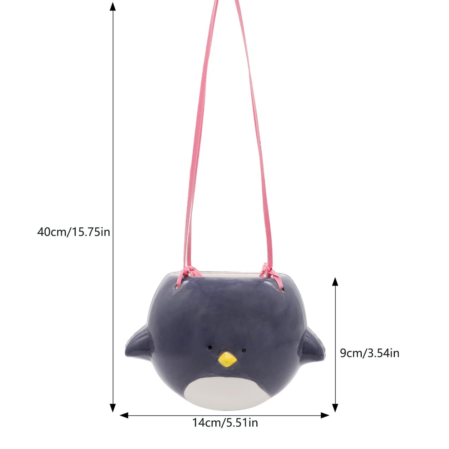 Song Qing Ceramic Flying Bird Hanging Planter for Indoor Outdoor Decor Cute Animal Hanging Plant Holder Flower Pot for Succulents Herbs & Small Plants Garden Bonsai with Drainage Hole Gifts for Women