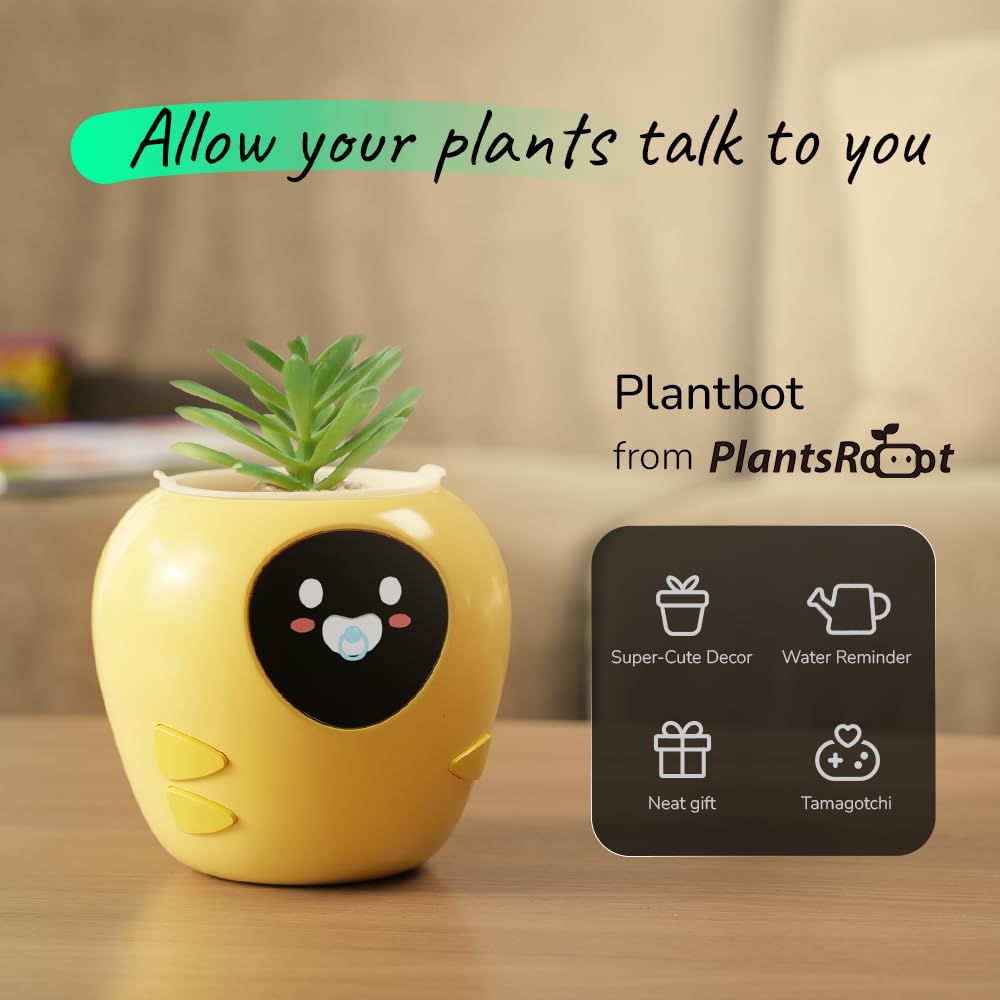 New 2026 Ai Smart Planter – Extra Large Interactive Plant Pot, Pet Plantagotchi, robot, Leafypod and Plantiboy, Robot Flower Pot with Feelings, Indoor Flowerpot with Water, Digital Gifts (White)