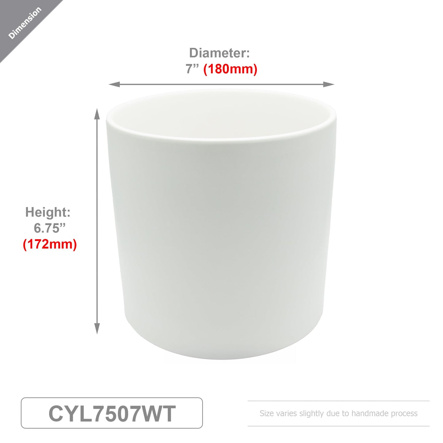 WGVI White Ceramic Cylinder Vase Width 7" Height 6.75", Flower Arrangements, Candle Holder, Terrarium Planter Pot, Storage Container Organizer, Pen Brush Holder, 6 Pieces