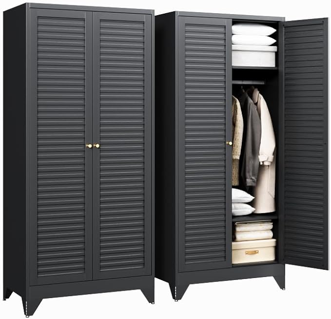 Letaya Armoire Wardrobe Closet, Hanging Rod Clothing Storage Cabinets