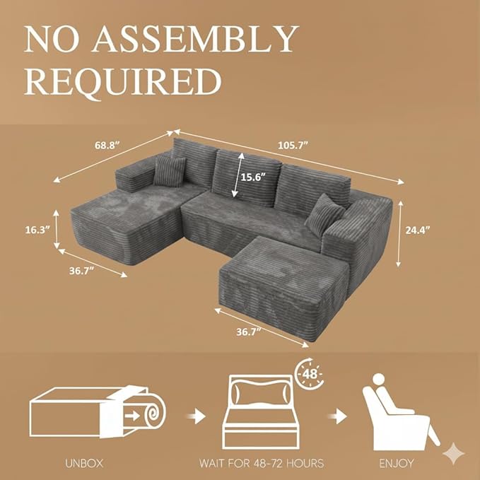 105" Convertible Sectional Couch