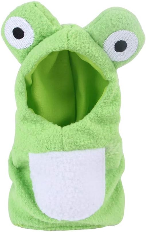 Sun Conure Bird Diaper Flight Suit Frog Shape Hoodie Cosplay Photo Prop for Parrots African Greys Parakeet Cockatiel Reusable Adjustable Apparel (L)