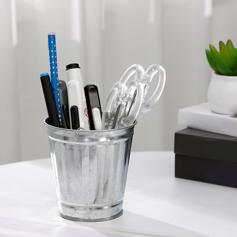 Alipis Mini Trash can for Desktop 3.74 Inch Compact Table Storage Jar Multi-Functional Waste Basket Pen Holder Flower Pot Space-Saving Organizer for Office Dorm Kitchen