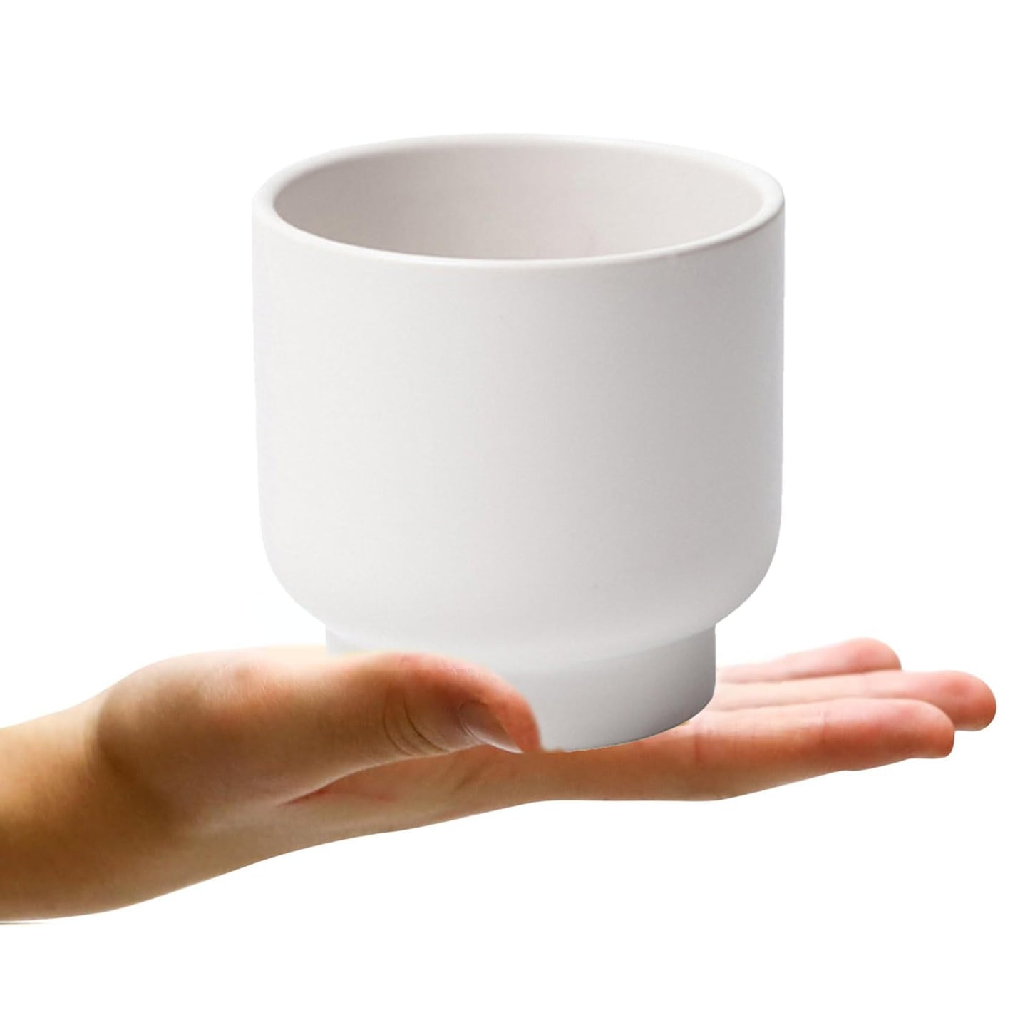 LB White Ceramic Planters for Indoor Plants, Succulent Plant Pots Ceramic Flower Pots, Modern Plant Pot for Living Room Office Home Decor, Round Flower Pot of 4.3 Inch(Plant Not Included)