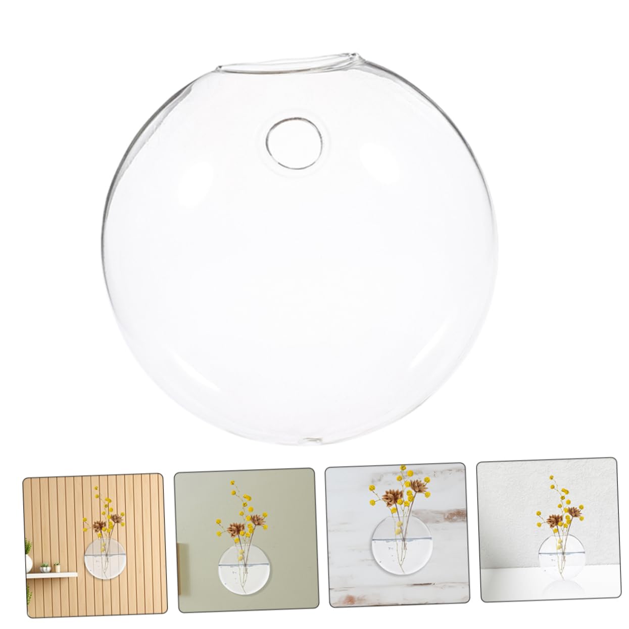 Mobestech 2pcs Glass Flower Vase Wall Mount Hydroponic Wall Plant Terrarium Decorative Hanging for Indoor Plants