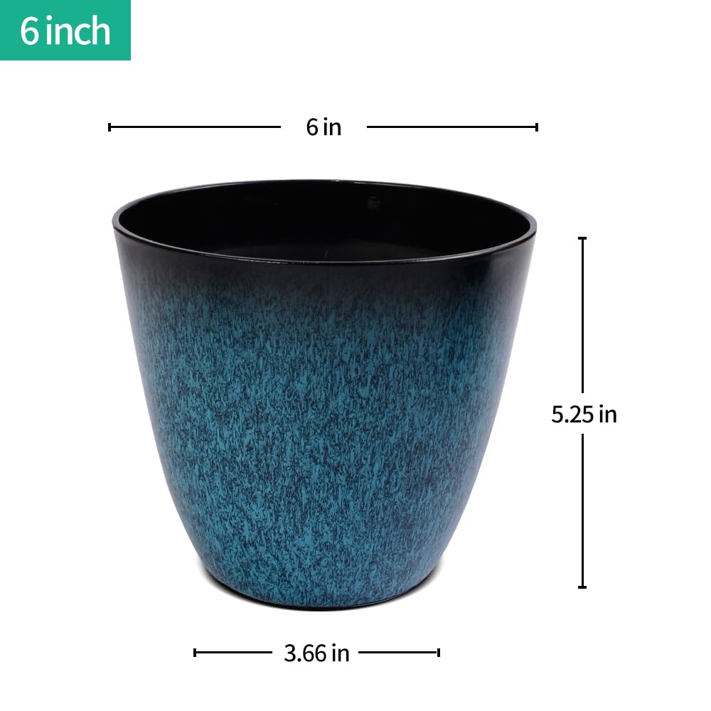RICH ATLAS 2 Pack Plant Pots Durable Decorative Flower Pots,8 Inch Planter with Drainage Hole + 6 Inch Planter Set for Indoor and Outdoor Plants,Flowers,Succulents - Blue